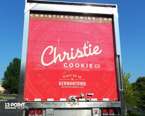 The back of the Christie Cookie trailer after it was wrapped by 12-Point SignWorks in Franklin, TN.