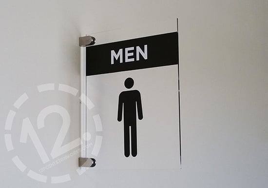 Projecting bathroom signage. 12-Point SignWorks - Franklin, TN