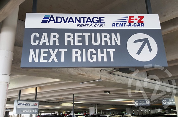 New graphics for Advantage Rent A Car signage at the Nashville International Airport. 12-Point SignWorks