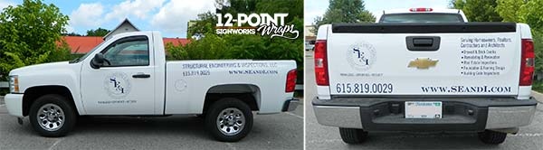 The vehicle graphics we originally fabricated and installed for SE&I. 12-Point SignWorks - Franklin TN