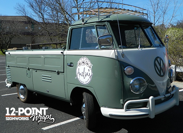 The first VW Transporter Truck for Amelia's Flower Truck in Nashville, TN. 12-Point SignWorks - Franklin, TN