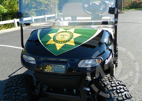 Completed E-Z-GO golf cart for the Robertson County Sheriff's Office. 12-Point SignWorks - Franklin, TN