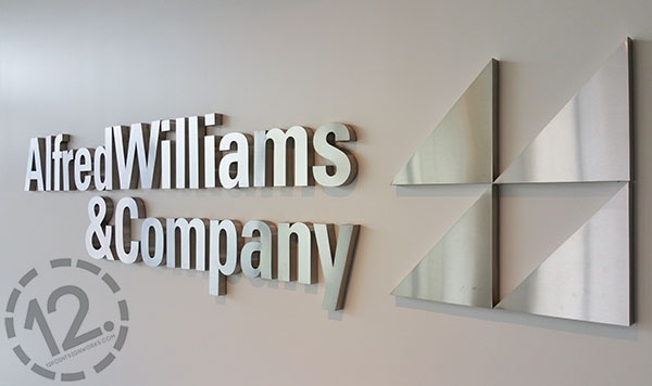 Interior logo sign for Alfred Williams & Company in Nashville TN. 12-Point SignWorks - Franklin TN