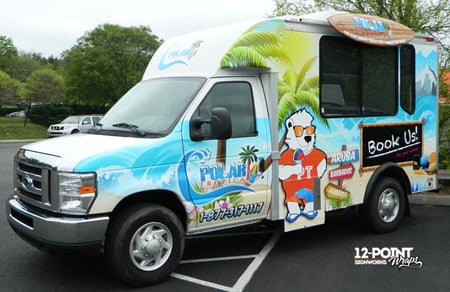 A custom advertising wrap for Polar Tropical by 12-Point SignWorks