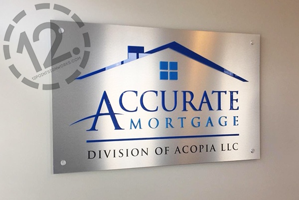 The custom logo sign for Accurate Mortgage in Westhaven. 12-Point SignWorks - Franklin, TN