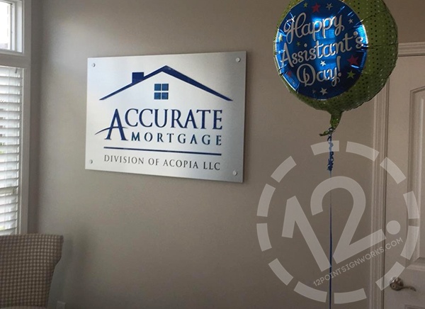 The installed sign at the Franklin, TN location of Accurate Mortgage. 12-Point SignWorks - Franklin, TN