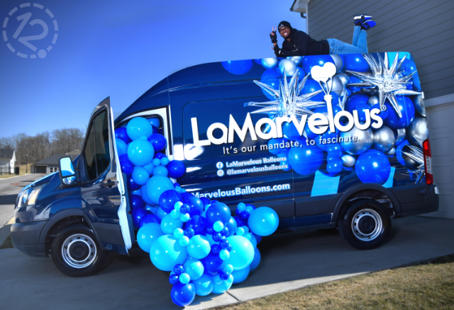 vehicle advertising wrap for lamarvelous balloons