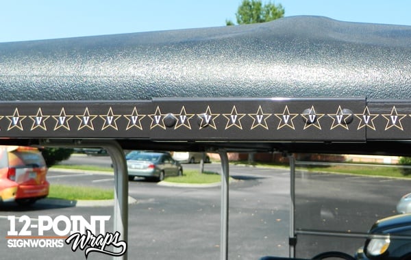 The Star V trim around the top of the Vanderbilt baseball golf carts. 12-Point SignWorks