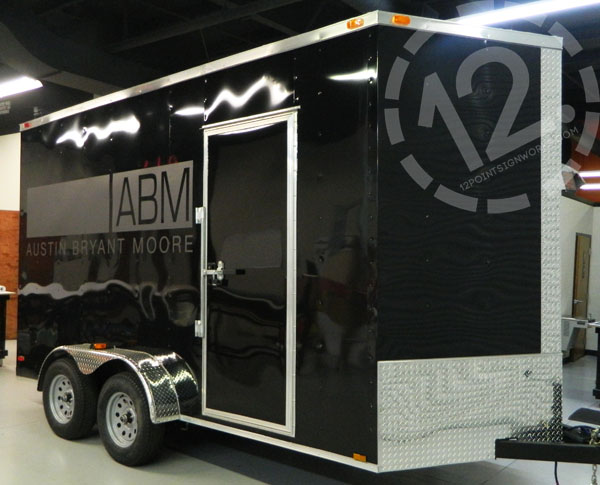 Logo decals for Austin Bryant Moore's enclosed trailer. 12-Point SignWorks