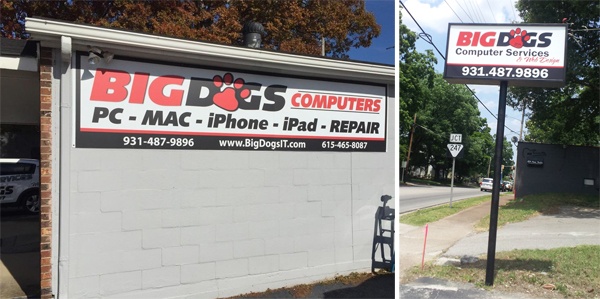 Signage for Big Dogs Computer Services in Spring Hill TN by 12-Point SignWorks.