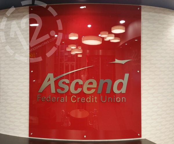 The brand panel of the curved wall at the Ascend FCU branch in Murfreesboro, TN. 12-Point SignWorks