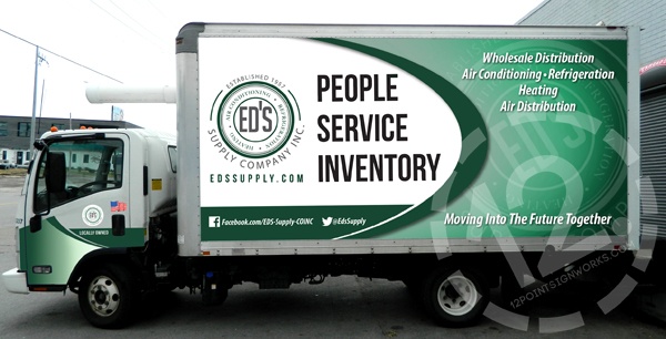Our house proof for the 16' Isuzu box truck wrap for Ed's Supply Co. 12-Point SignWorks