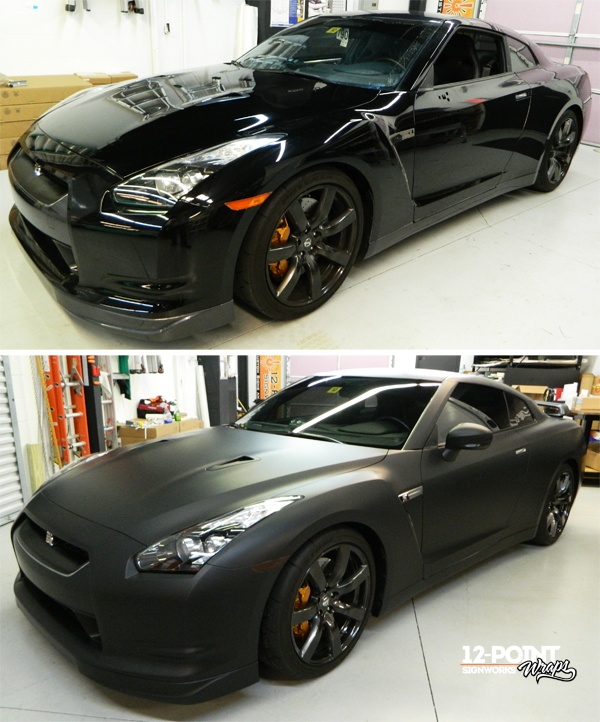 The beginning and the end - showing the full wrap on the 2010 Nissan GT-R. 12-Point SignWorks