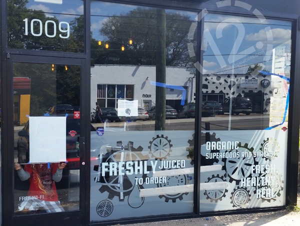 Another view of the window graphics at The Urban Juicer location in East Nashville. 12-Point SignWorks