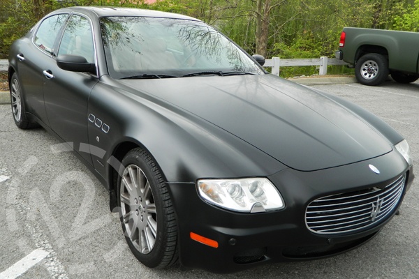 A beautiful Maserati with a custom black vinyl wrap done by 12-Point SignWorks in Franklin, TN.