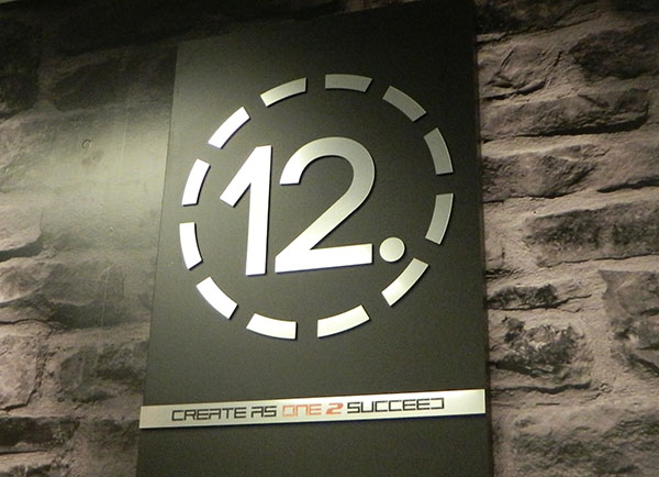 Custom stone wall graphic for 12-Point SignWorks in Franklin, TN.