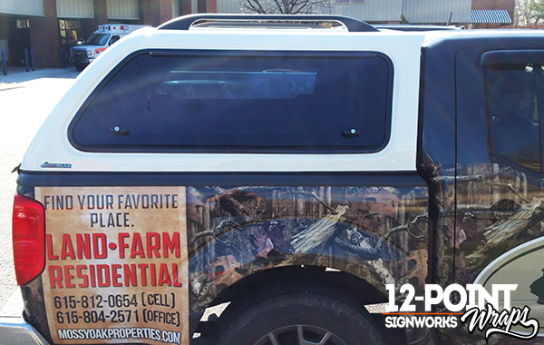The Nissan Frontier truck topper before it was wrapped. 12-Point SignWorks