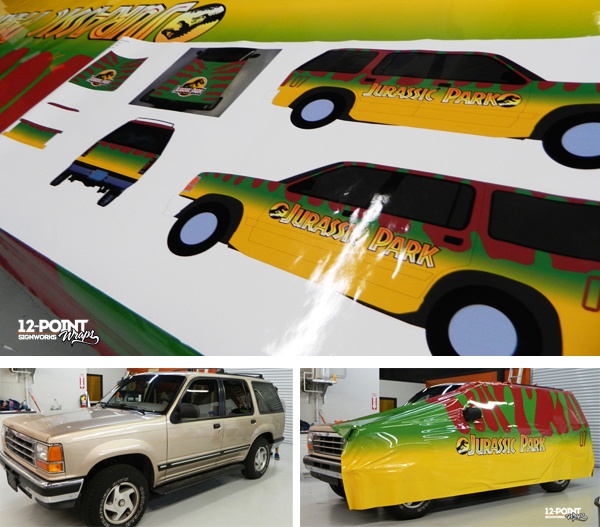 Wrap layout, material, and wrap prep photos from 12-Point SignWorks in Franklin, TN.