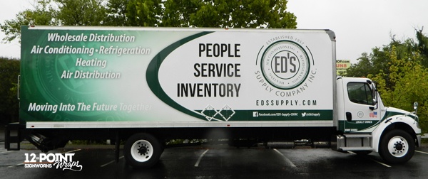 Box truck #2 with its advertising wrap by 12-Point SignWorks in Franklin, TN.